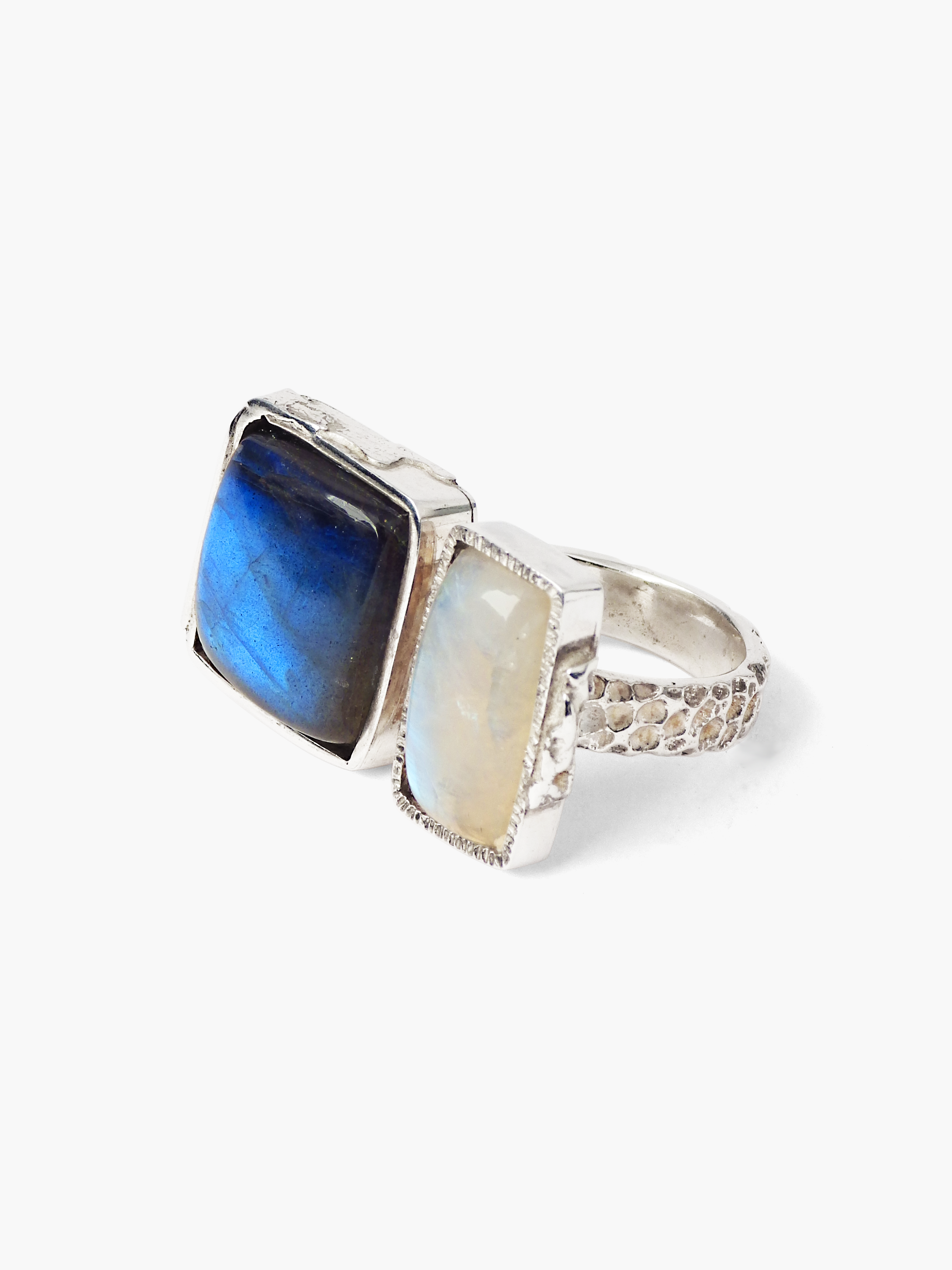 Anillo labradorita y Piedra de la Luna Lalanne