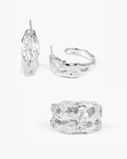 Set joyería artesanal de pendientes Brut y anillo Ecru, de Lalanne