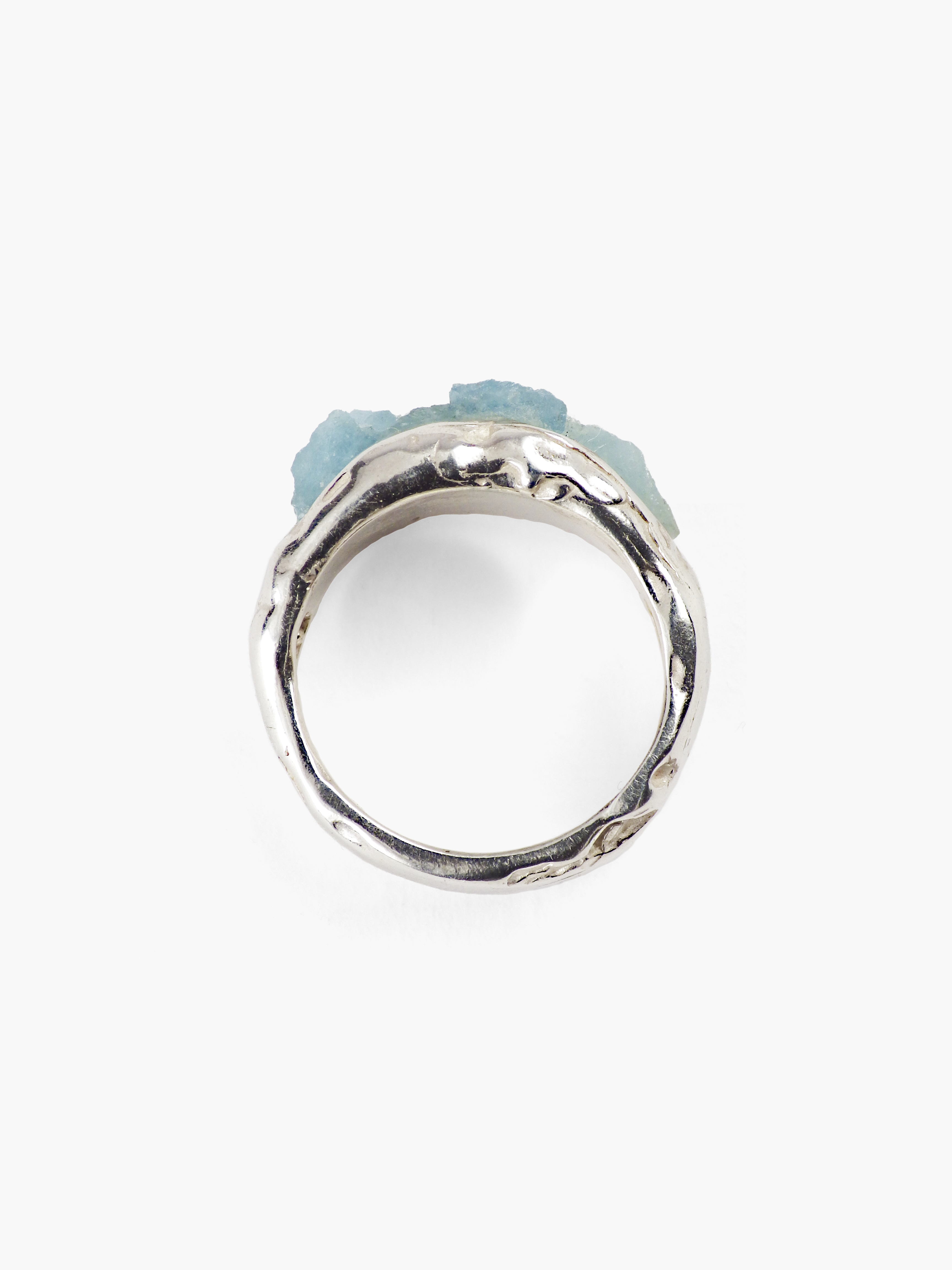 Anillo Petra plata de ley y aguamarina COM3