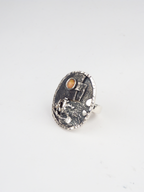anillo artesanal único Nexo, con Opalo y plata