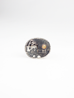 anillo artesanal único Nexo, con Opalo y plata