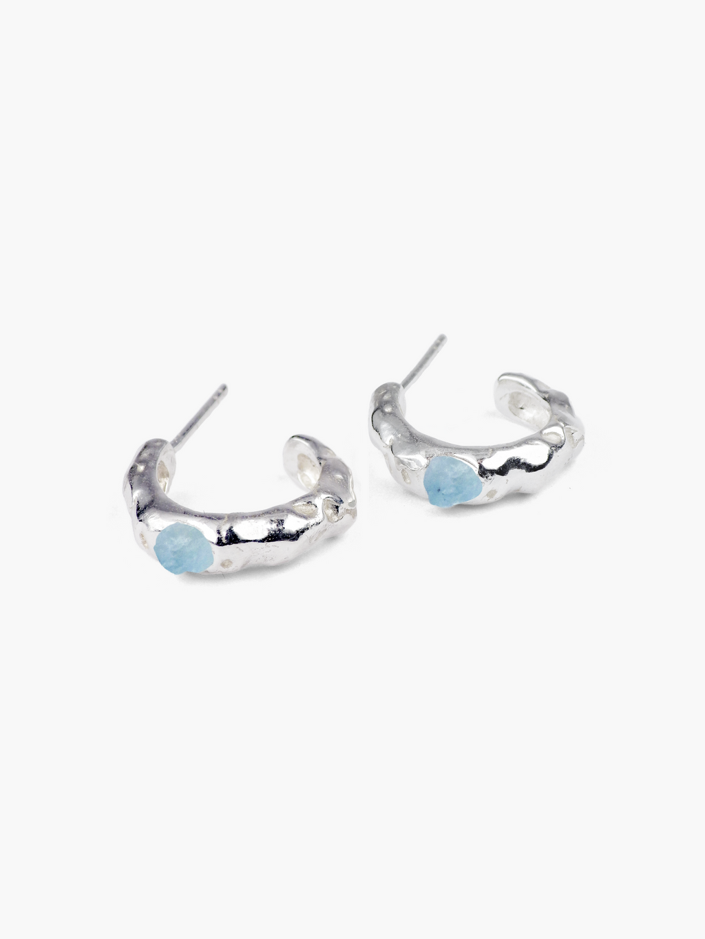 Pendientes Kare plata de ley y aguamarina COM1