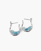 Pendientes de aro Talus plata y piedra aguamarina COM1