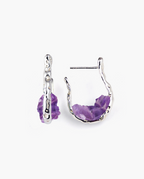 Pendientes de aro Talus plata y piedra amatista POR