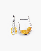 Pendientes de aro Talus plata y piedra ambar POR