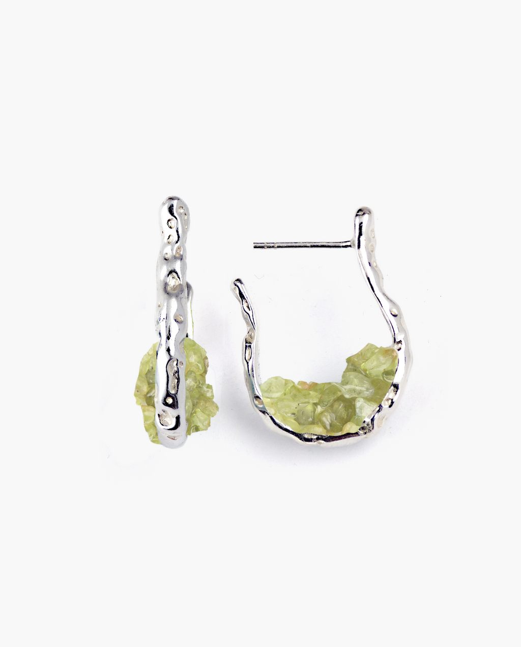 Pendientes de aro Talus plata y piedra olivina POR