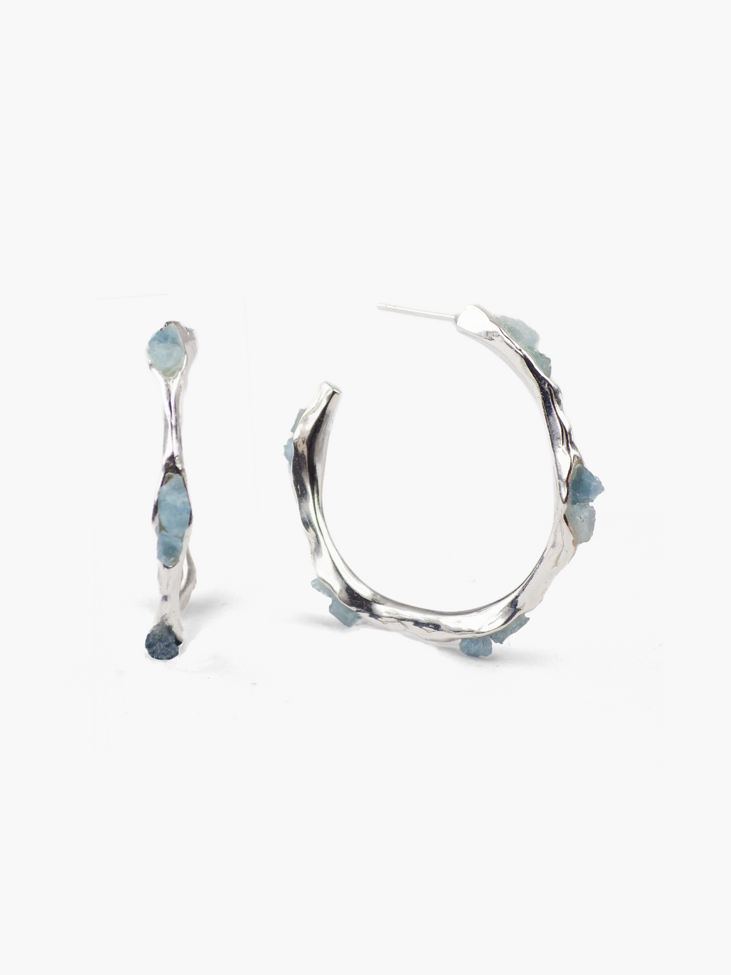 Pendientes Iwa plata de ley y aguamarina de Lalanne COM3