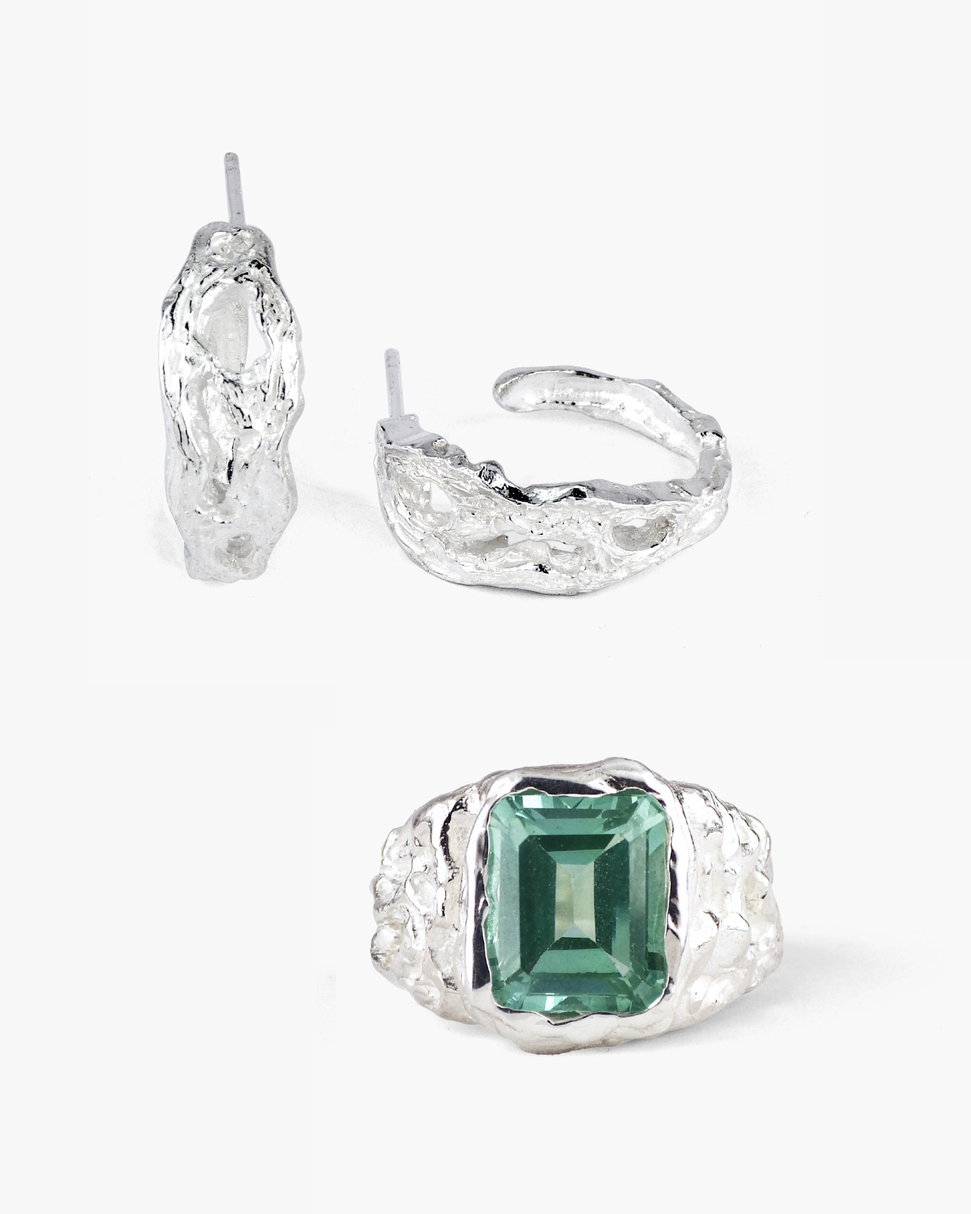 Set joyería artesanal pendientes Brut y anillo Bold, de Lalanne