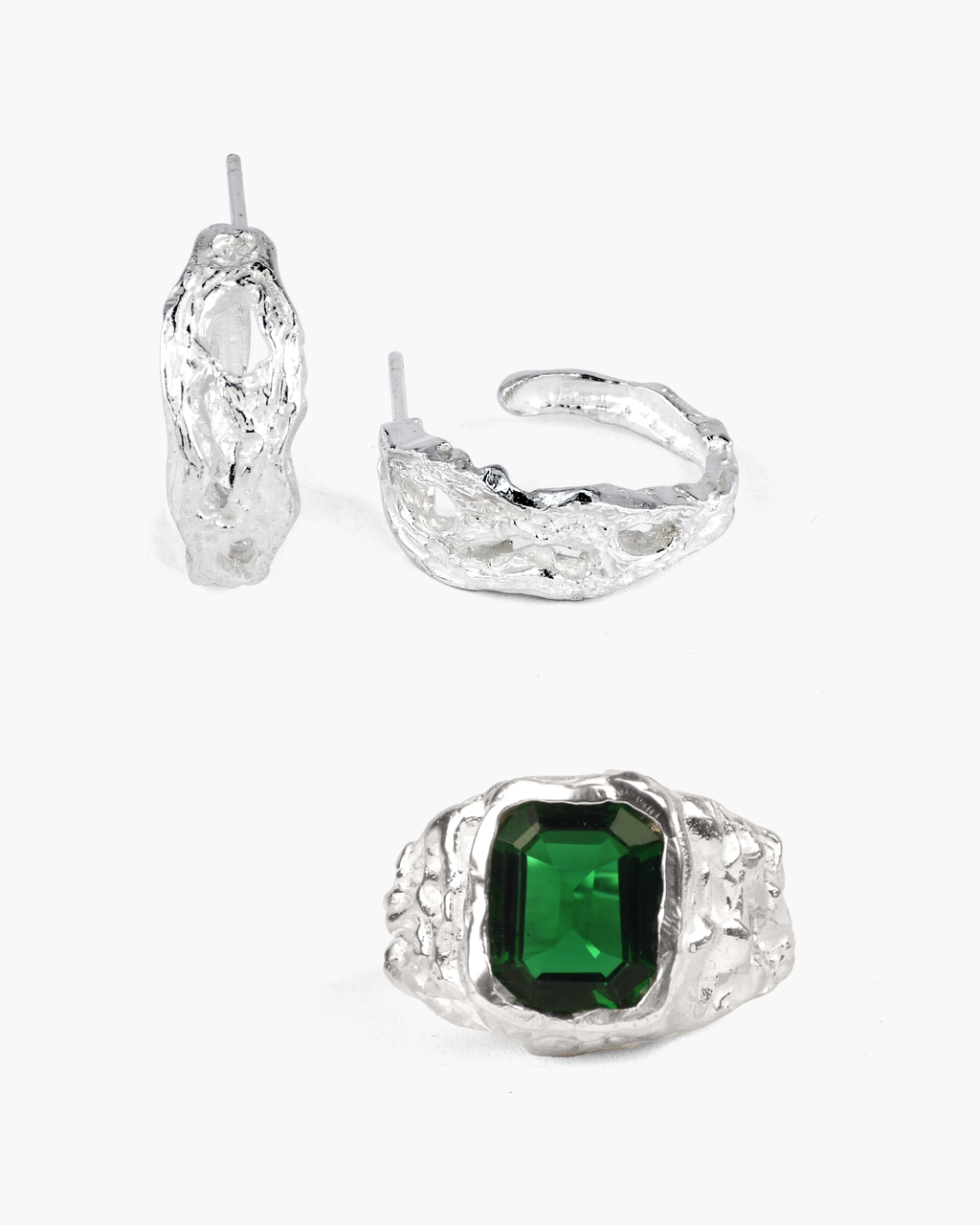 Set joyería artesanal pendientes Brut y anillo Bold, de Lalanne 3