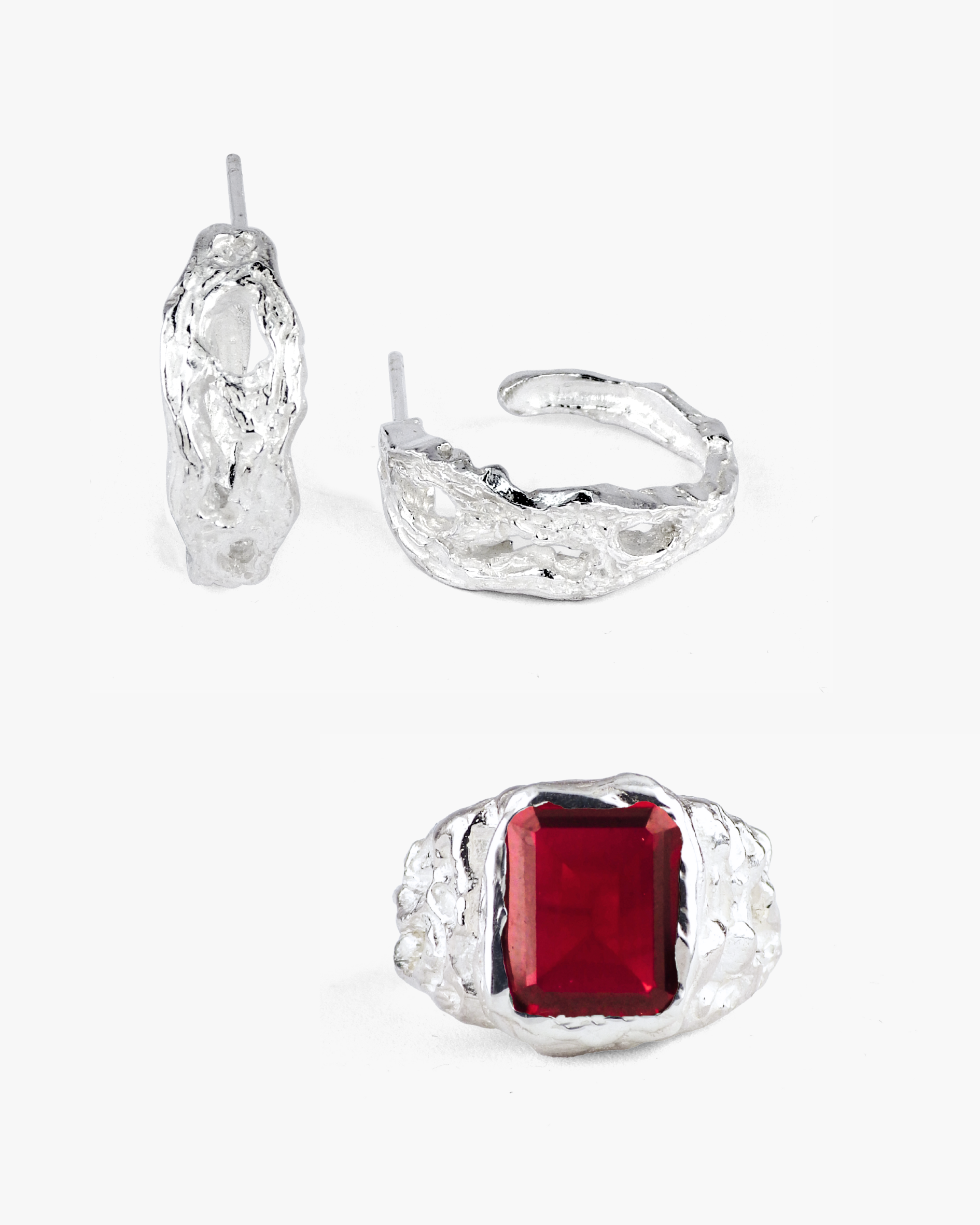 Set joyería artesanal pendientes Brut y anillo Bold, de Lalanne 2